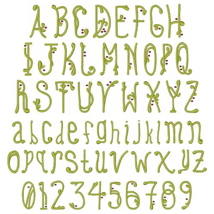 Harvest Berry Font Embroidery Font - Decorative Nature-Inspired Lettering - PES, DST & 11 formats