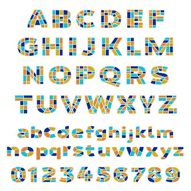 Mosaic Font Embroidery Font - Bold Block Mosaic Design - PES, DST & 11 formats
