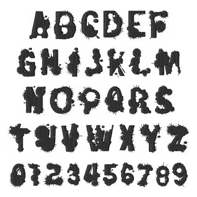 Inked Out Font Embroidery Font - Decorative Unique Lettering - PES, DST & 11 formats