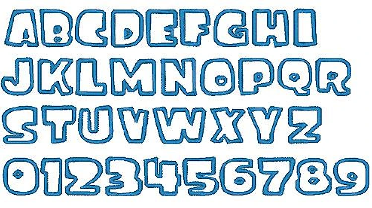 Ice Age Embrilliance Embroidery Font - Bold Block Outline Lettering - BX font