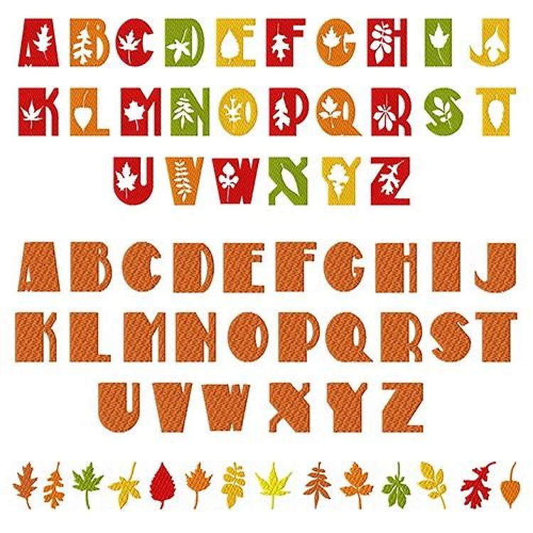 Autumn Days Alphabet Embroidery Font - Playful Decorative Autumn Lettering - Home Format - PES, DST & 6 formats