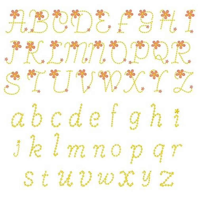 Blooming Font Embroidery Font - Whimsical Flowing Script Letters - PES, DST & 6 formats