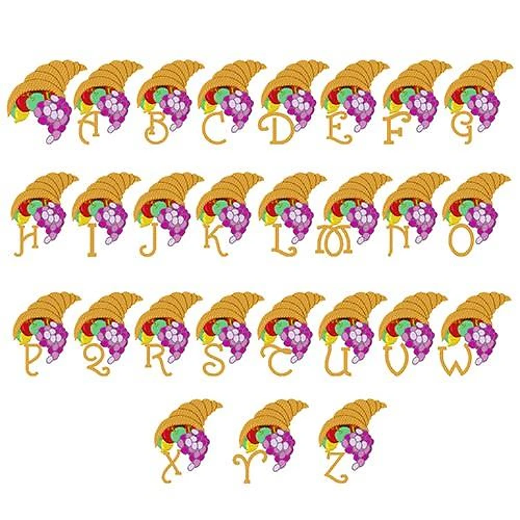Cornucopia Alphabet Embroidery Font - Decorative Whimsical Letters - Home Format - PES, DST & 6 formats