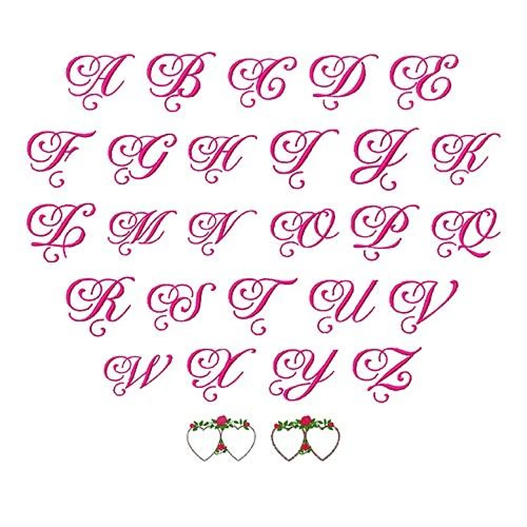 Double Heart Rose Monogram