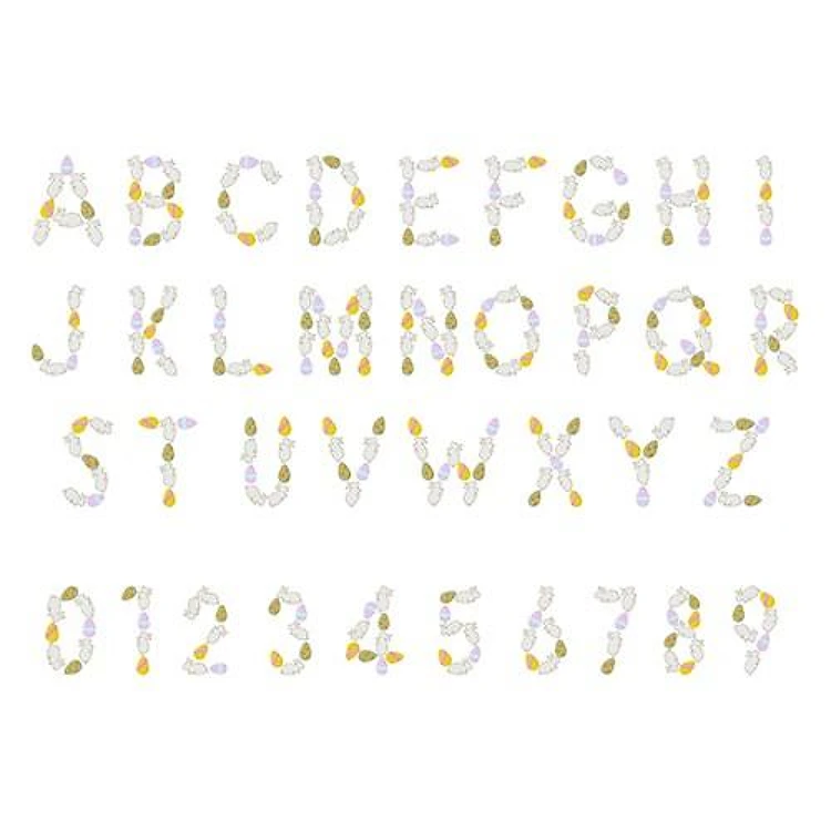 Easter Bunny Alphabet Embroidery Font - Decorative Holiday Typography - PES, DST & 6 formats
