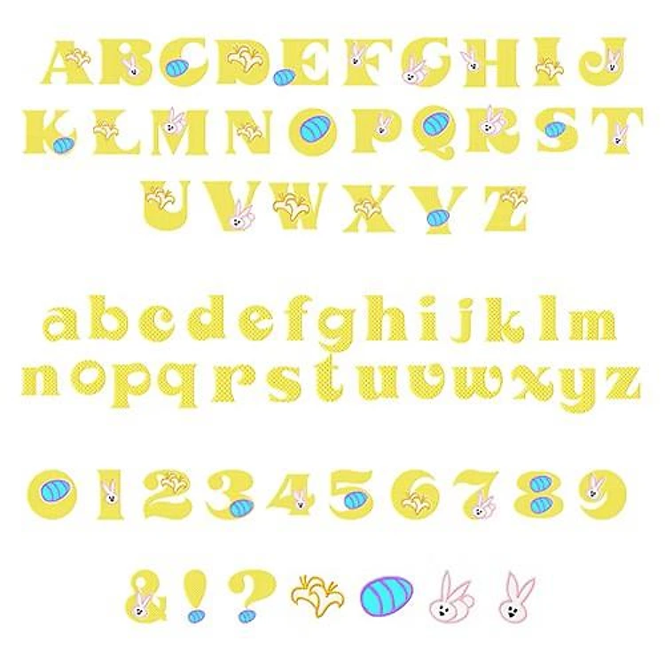 Easter Charms Alphabet Embroidery Font - Cheerful Block Lettering - PES, DST & 6 formats