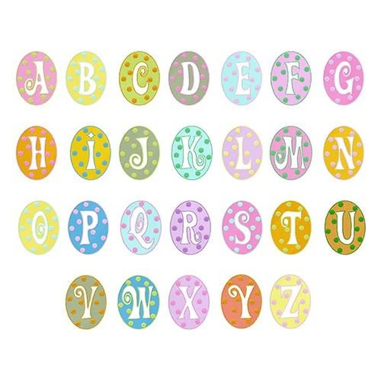 Easter Egg Alphabet Embroidery Font - Decorative Holiday Lettering - Home Format - PES, DST & 6 formats