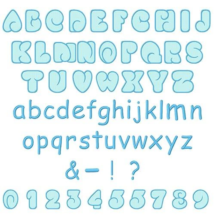 Fluffy embroidery font Script Letters - PES, DST & 6 formats