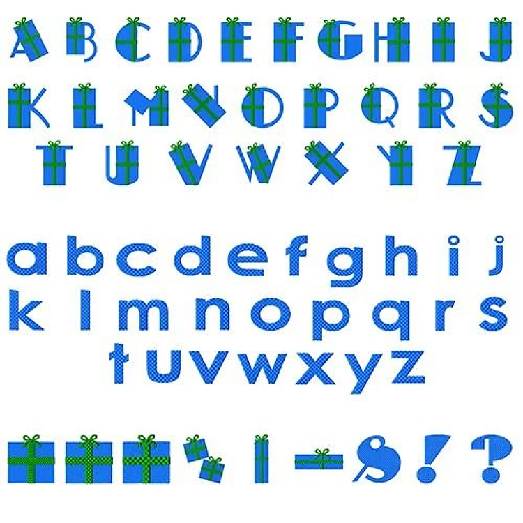 Gift Box Font Embroidery Font - Playful Decorative Applique - Home Format - PES, DST & 6 formats