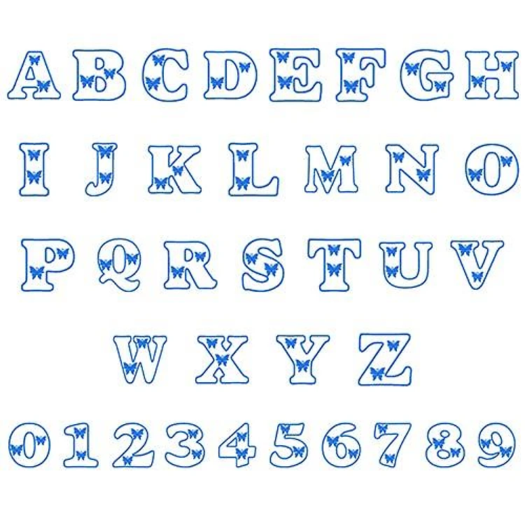Butterfly Alphabet Embroidery Font - Decorative Applique Letters - PES, DST & 6 formats