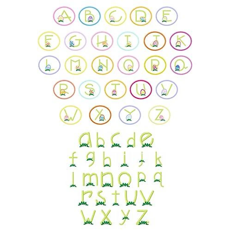 Easter Egg Monograms Embroidery Font - Playful Decorative Alphabet - PES, DST & 6 formats