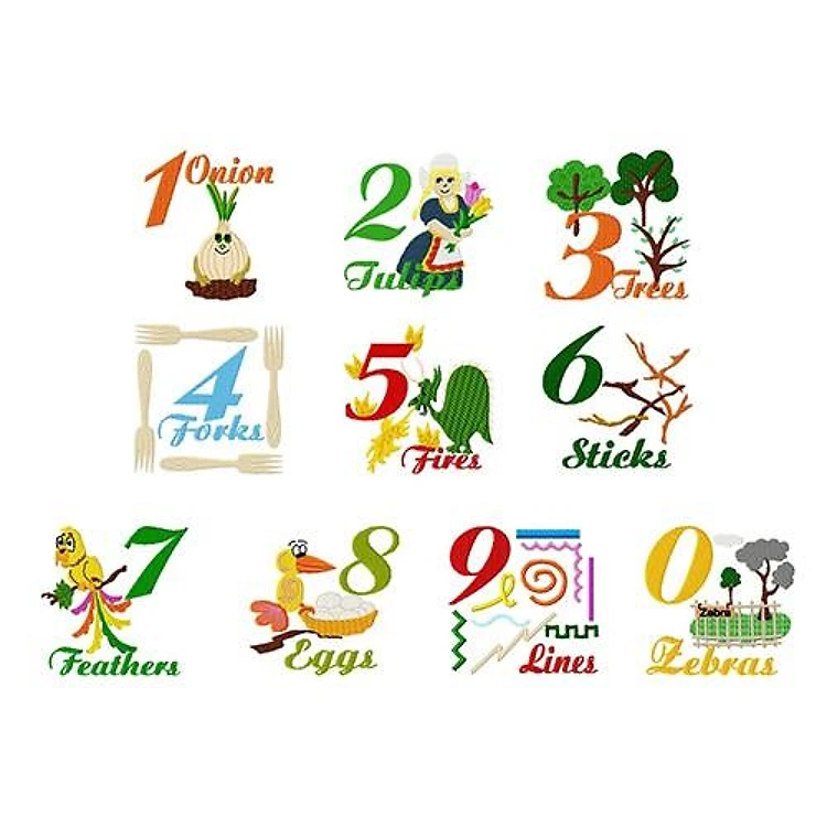 Funny Numbers Set Embroidery Font - Decorative Playful Alphabet - PES, DST & 6 formats