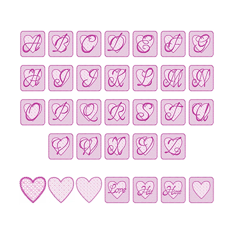 Heart Monograms Embroidery Font - Ornate Outline Monogram Letters - Home Format - PES, DST & 6 formats