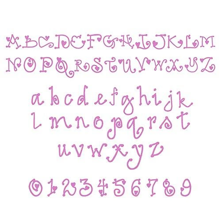 Hearts Font Embroidery Font - Decorative Script Letters - PES, DST & 6 formats