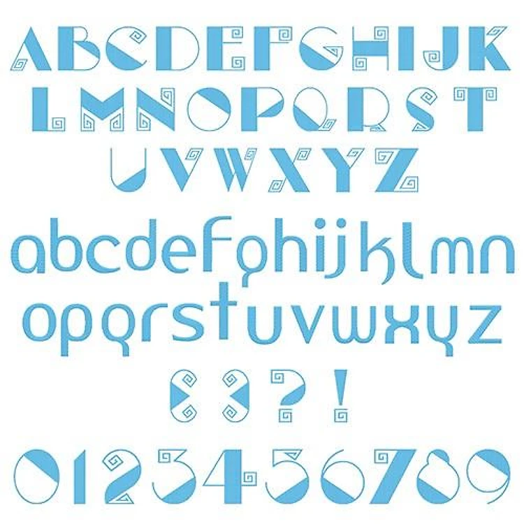 Labyrinth Alphabet Embroidery Font - Decorative Modern Style - PES, DST & 6 formats