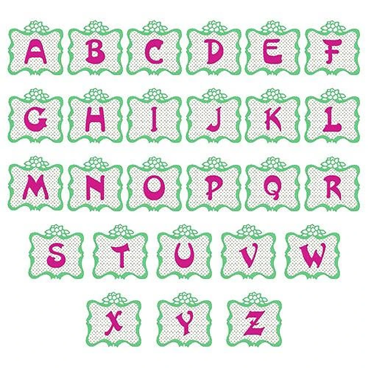 Lattice Frame Alphabet Embroidery Font - Decorative Framed Letters - Home Format - PES, DST & 6 formats