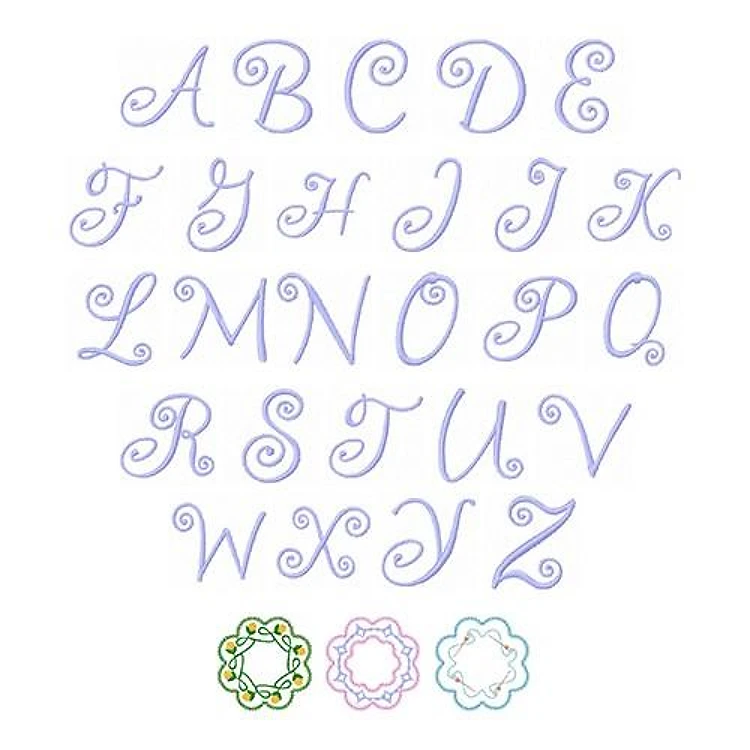 Monogram Pincushions Embroidery Font - Decorative Handwriting Lettering - Home Format - PES, DST & 6 formats
