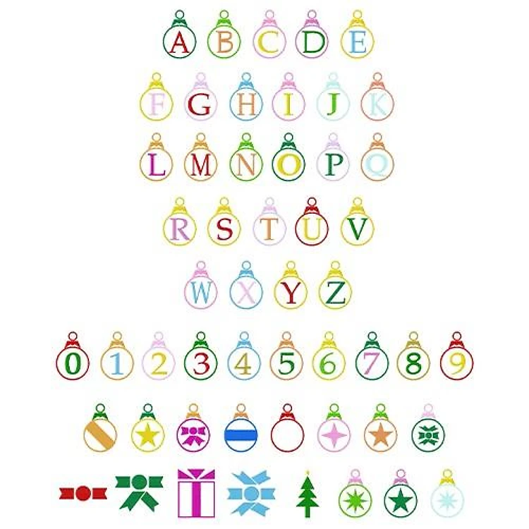 Ornament Font Embroidery Font - Playful Outline Letters - Home Format - PES, DST & 6 formats