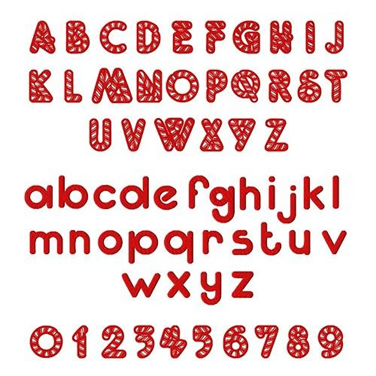Peppermint Twist Alphabet Embroidery Font - Playful Whimsical Style - Home Format - PES, DST & 6 formats