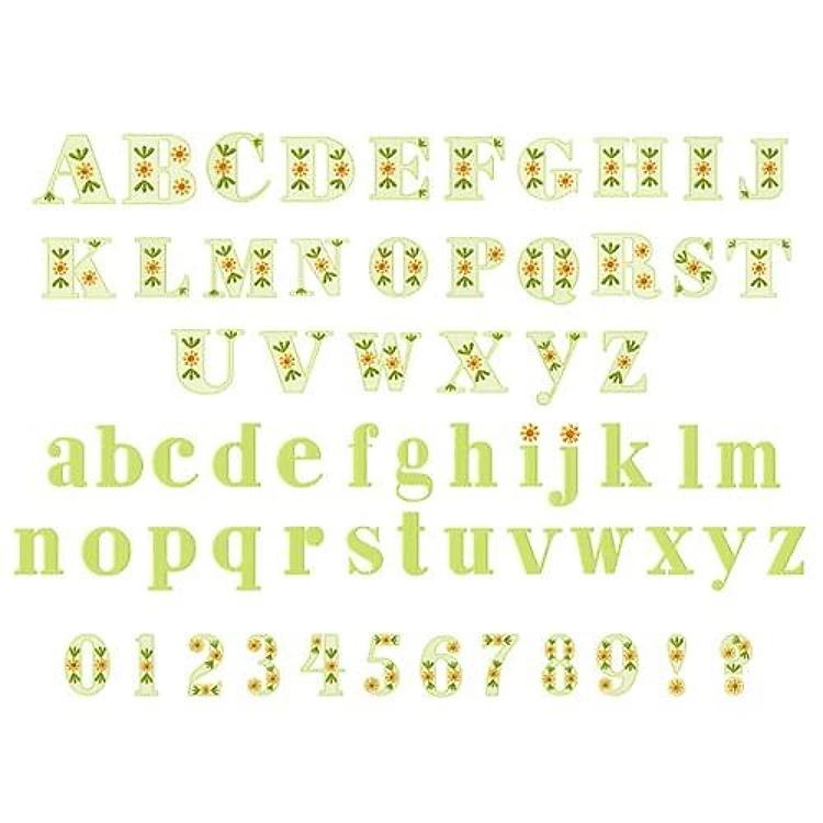 Pretty Decorative Font Embroidery Font - Whimsical Floral Lettering - PES, DST & 6 formats