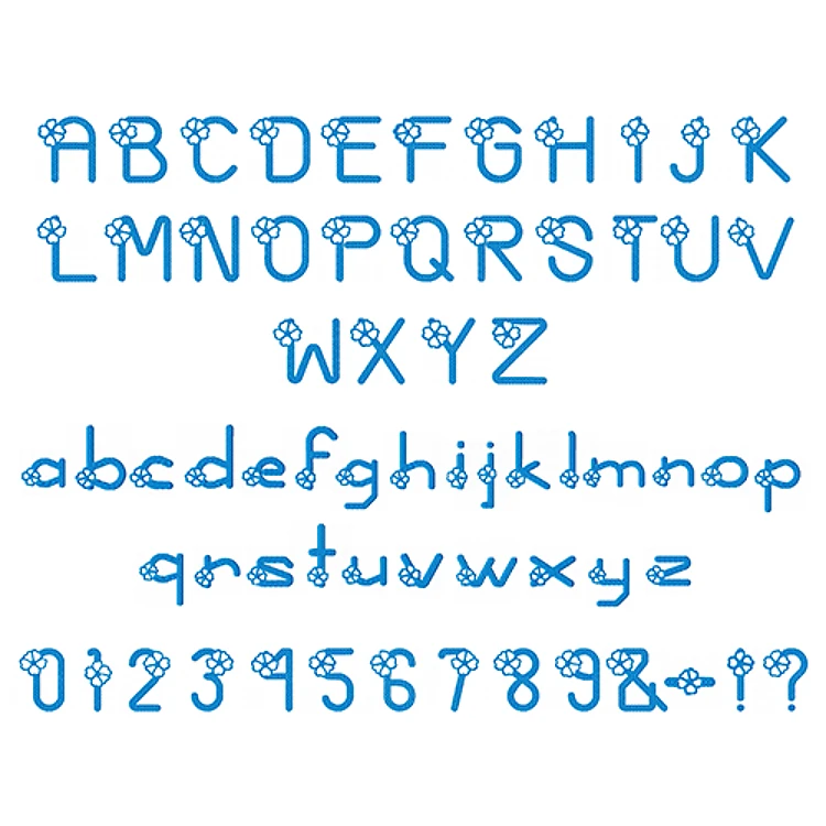 Pretty Flowers Font Embroidery Font - Playful Decorative Style - Home Format - PES, DST & 6 formats