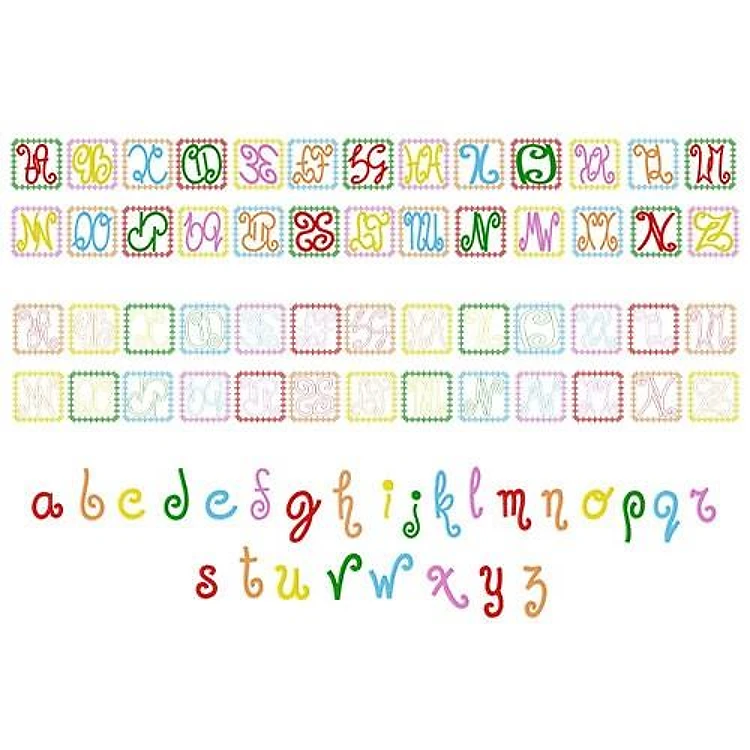 Quilted Alphabet Embroidery Font - Decorative Whimsical Letters - Home Format - PES, DST & 6 formats