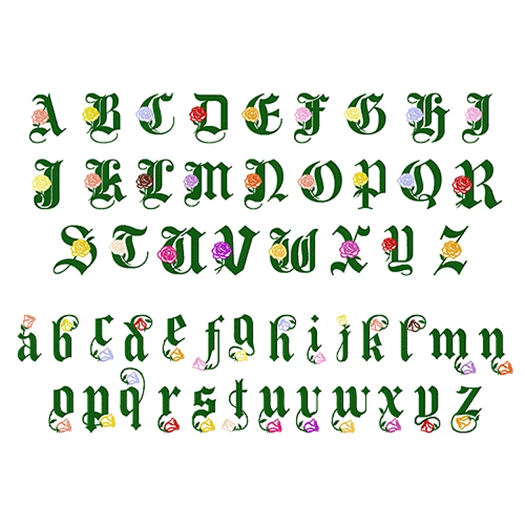 Radiant Roses Alphabet Embroidery Font - Decorative Floral Lettering - Home Format - PES, DST & 6 formats