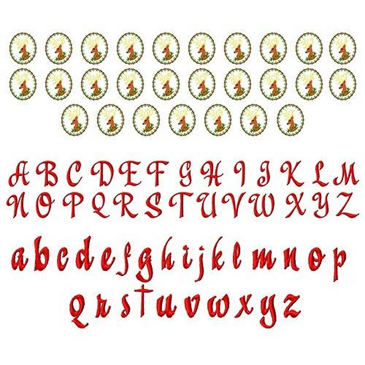 Reindeer Garland Monograms Embroidery Font - Holiday Decorative Alphabet Motifs - Home Format - PES, DST & 6 formats