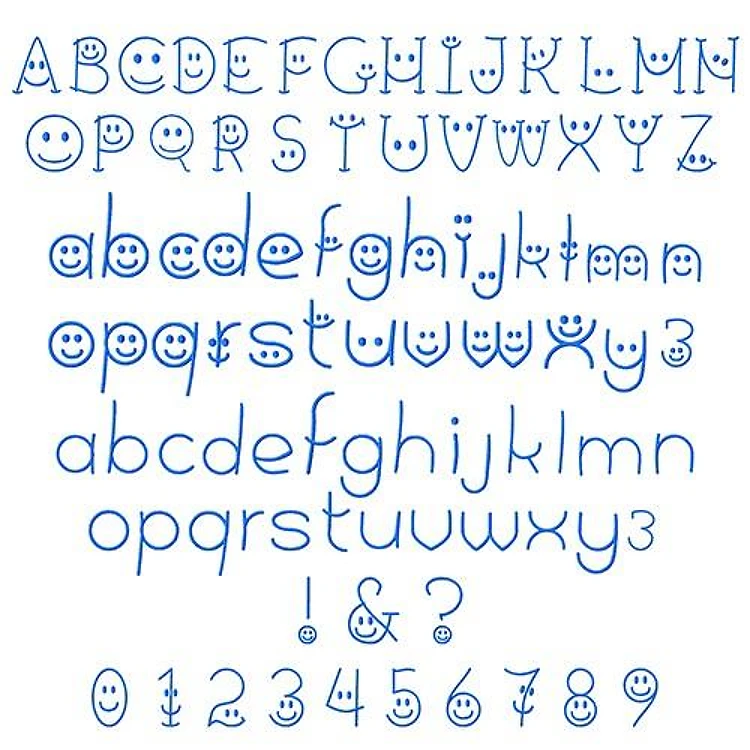 Smiley Font-2 Embroidery Font - Playful Decorative Handwriting - PES, DST & 6 formats