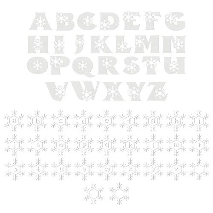 Snowfall Font Embroidery Font - Decorative Winter Letters with Snowflake Elements - Home Format - PES, DST & 6 formats