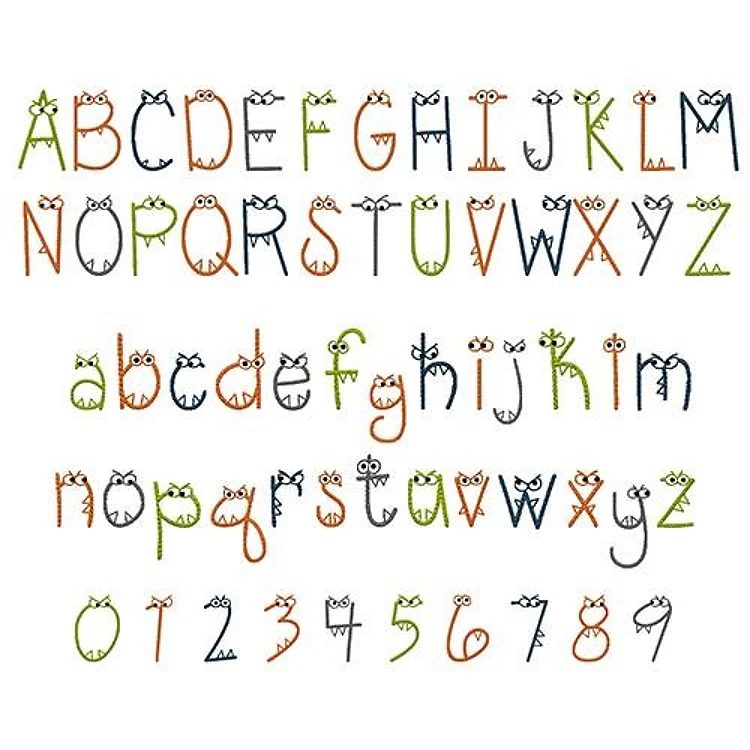 Spooks Alphabet Embroidery Font - Halloween Whimsical Letters - PES, DST & 6 formats