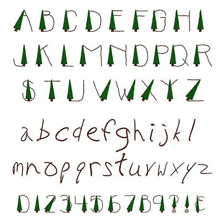 Tall Pine Trees Font Embroidery Font - Decorative Handwriting Style - Home Format - PES, DST & 6 formats