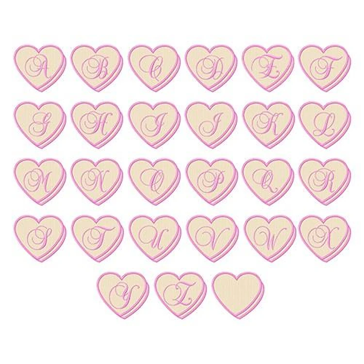 Valentine Heart Font Embroidery Font - Decorative Heart Letters - PES, DST & 6 formats
