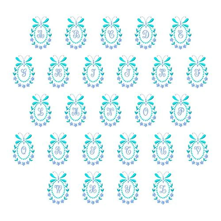Monograms 50 Embrilliance Embroidery Font - Elegant Flourished Monogram Lettering - BX font