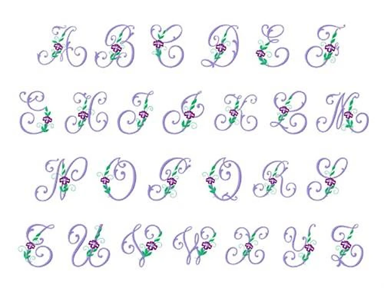 Monogram 59 Embrilliance Embroidery Font - Elegant Floral Script - BX font