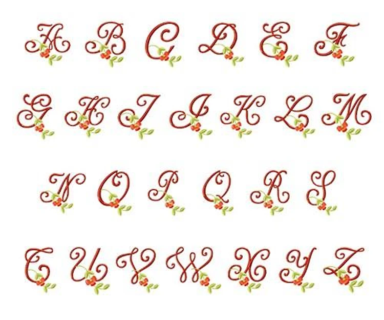 Monogram 64 Embrilliance Embroidery Font - Decorative Script Style - BX font
