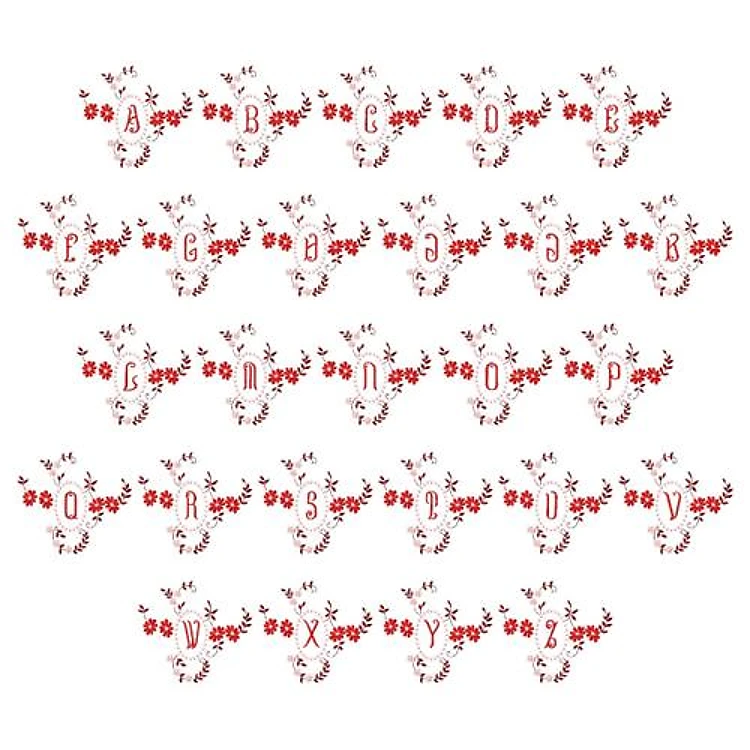 Monograms 53 Embroidery Font - Decorative Floral Monogram Applique - PES, DST & 8 formats