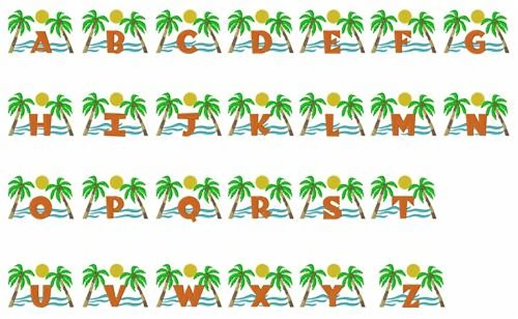 SUMMER BEACH Embrilliance Embroidery Font - Playful Decorative Handwriting - BX font
