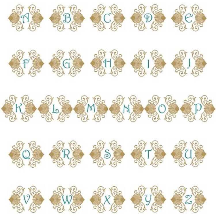 Seashell Monogram Embrilliance Embroidery Font - Decorative Monogram Style - BX font