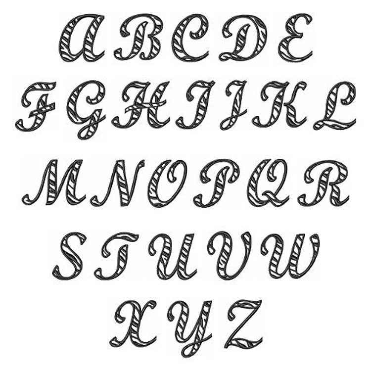 Zebra Script Embrilliance Embroidery Font - Decorative Whimsical Alphabet - BX font