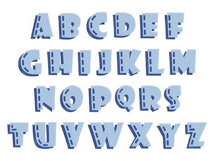 BLUE DENIM Embrilliance Embroidery Font - Block Style Lettering - BX font