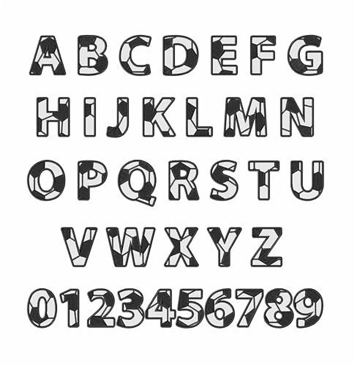 Soccer Alphabet Embrilliance - Playful Block Style - BX font