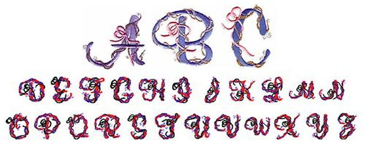 GRAPEVINE CAPITAL Embrilliance Embroidery Font - Decorative Script Outline - BX font