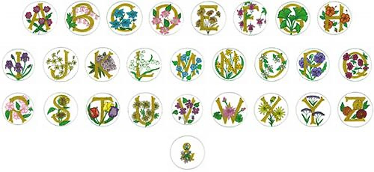 FLORAL ALPHABET Embroidery Font - Floral Decorative Alphabet - Home Format - DST, CND & 1 formats