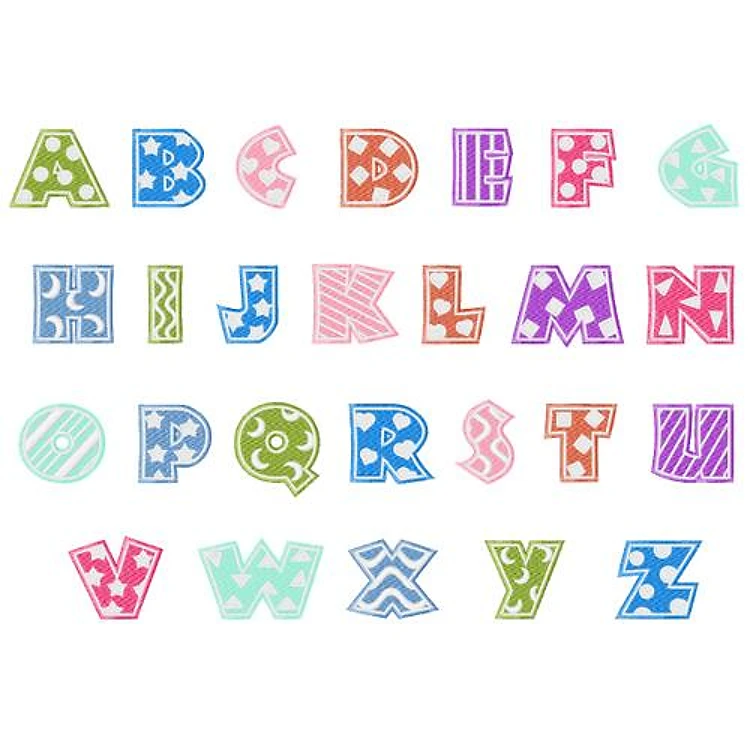 Pastel Baby Embroidery Font - Playful Decorative Alphabet - Home Format - PES, DST & 11 formats