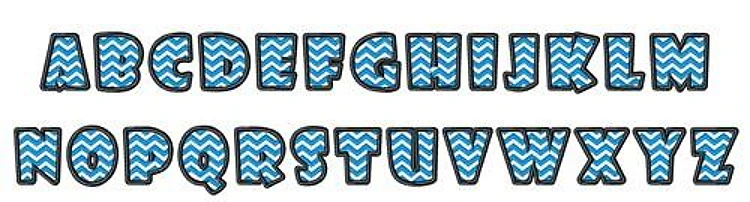 Chevron Alphabet Font Embroidery Font - Decorative Chevron Pattern Lettering - Home Format - PES, DST & 11 formats