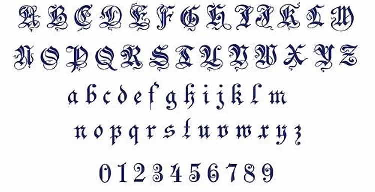 Zenda Gothic Font Embroidery Font - Decorative Gothic Style - Home Format - PES, DST & 11 formats