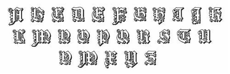 Open Gothic Monogram Font Embroidery Font - Ornate Gothic Alphabet - Home Format - PES, DST & 11 formats