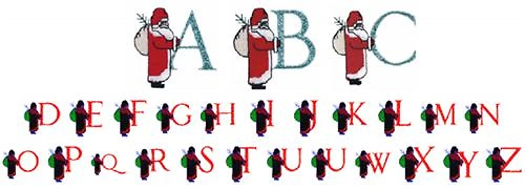 SANTA ALPHABET Embroidery Font - Decorative Holiday Lettering - PES, DST & 7 formats
