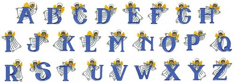 ANGEL Alphabet Embroidery Font - Playful Decorative Lettering - Home Format - DST, CND & 1 formats